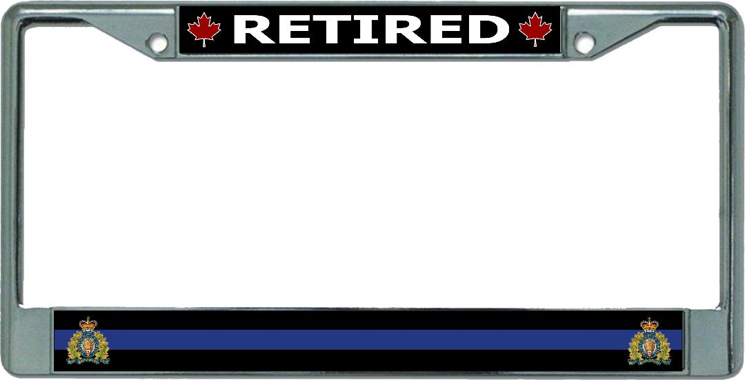 Thin Blue Line Retired Canada #2 Chrome License Plate Frame