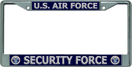 U.S. Air Force Security Force Chrome License Plate Frame