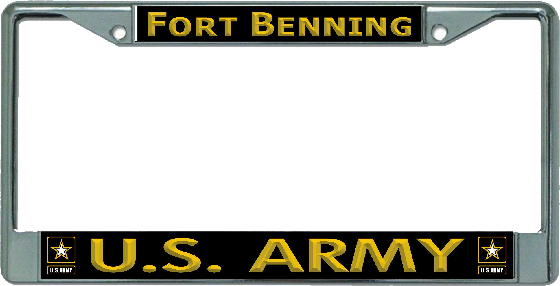 U.S. Army Fort Benning Chrome License Plate Frame