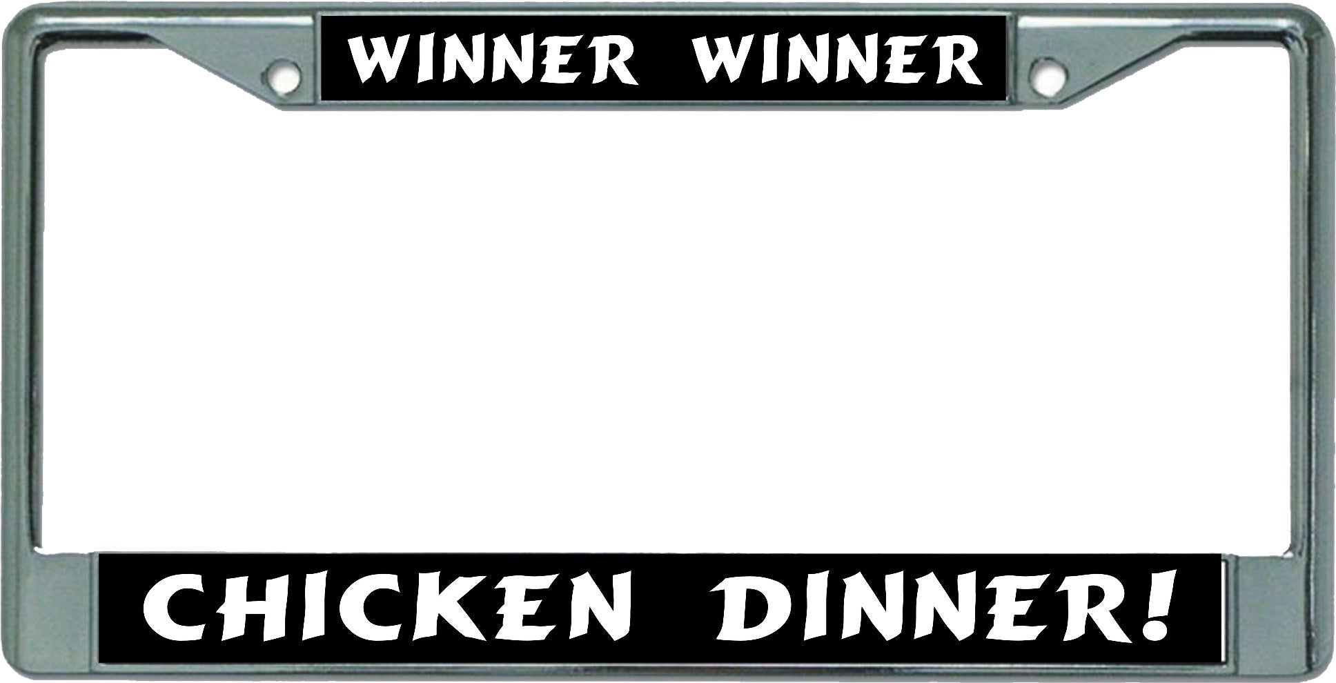 Winner Winner Chicken Dinner Chrome License Plate Frame