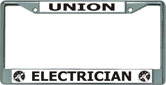 Union Electrician Chrome License Plate Frame