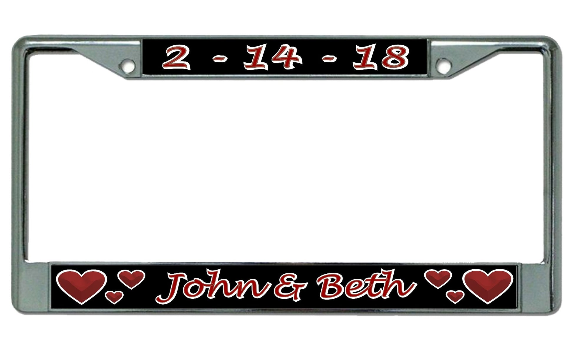 Names And Dates Custom Text Chrome License Plate Frame