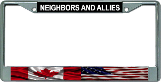 Neighbors And Allies Chrome License Plate Frame