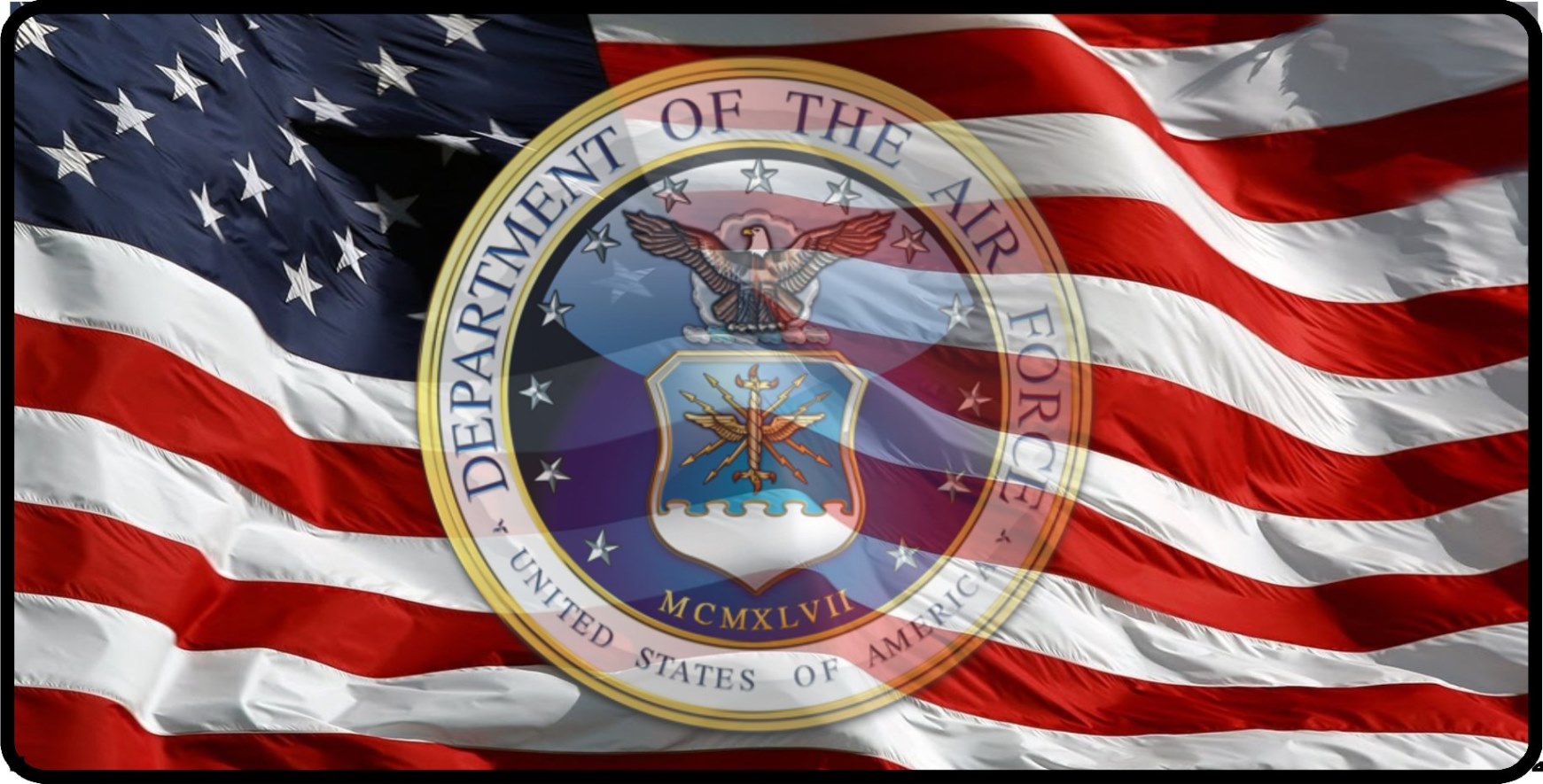 U.S. Air Force Transparent Logo On Flag Photo License Plate – Auto ...