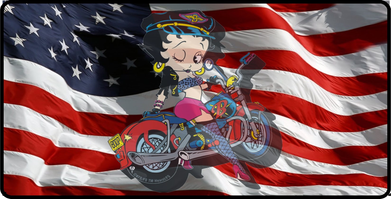 Biker Betty Transparent Logo On Flag Photo License Plate – Auto License ...