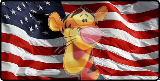 Tigger Face Transparent Logo On Flag Photo License Plate