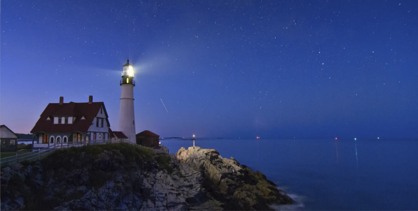 Lighthouse At Night Photo License Plate