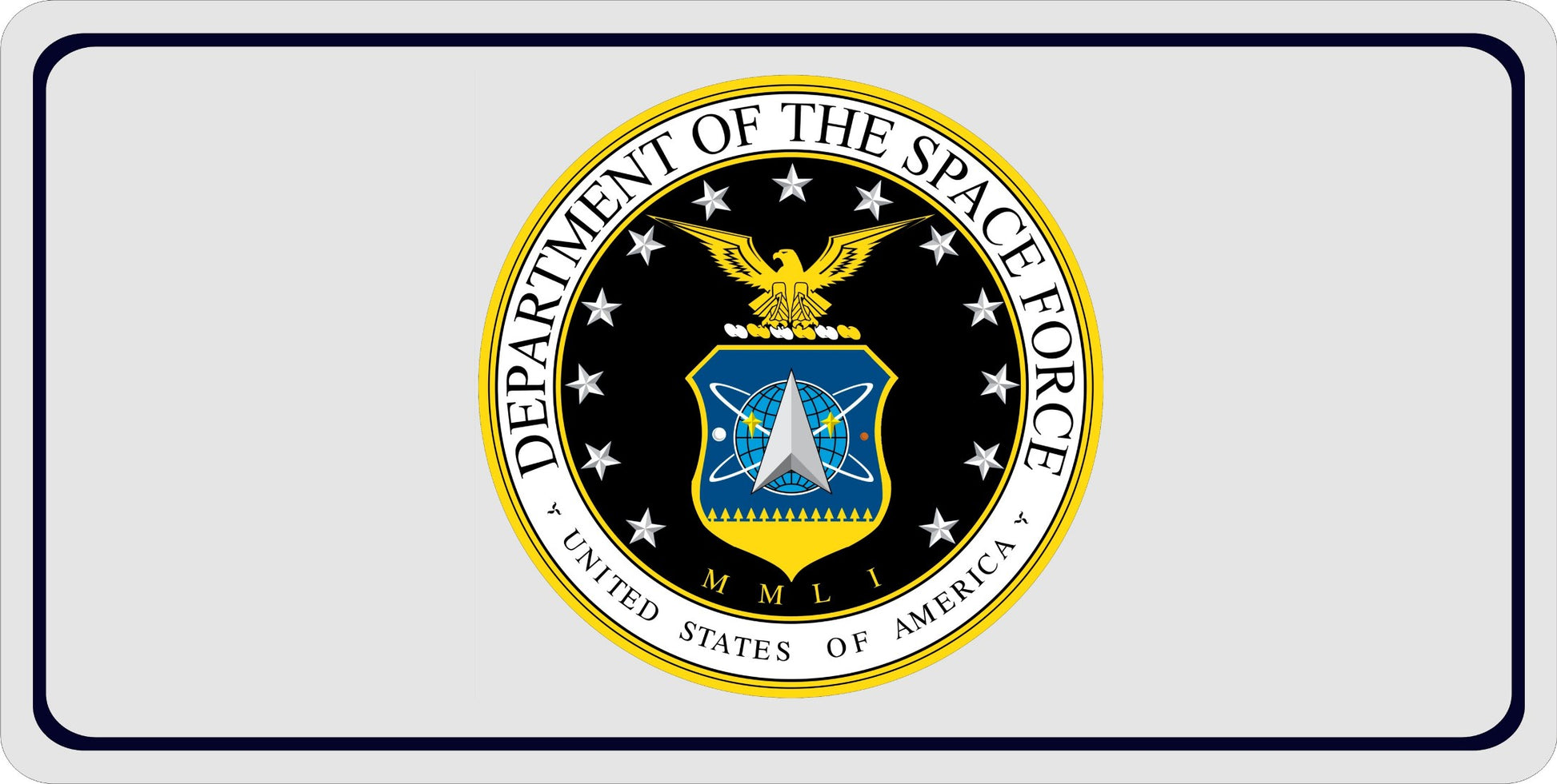 Space Force Logo On Gray Photo License Plate