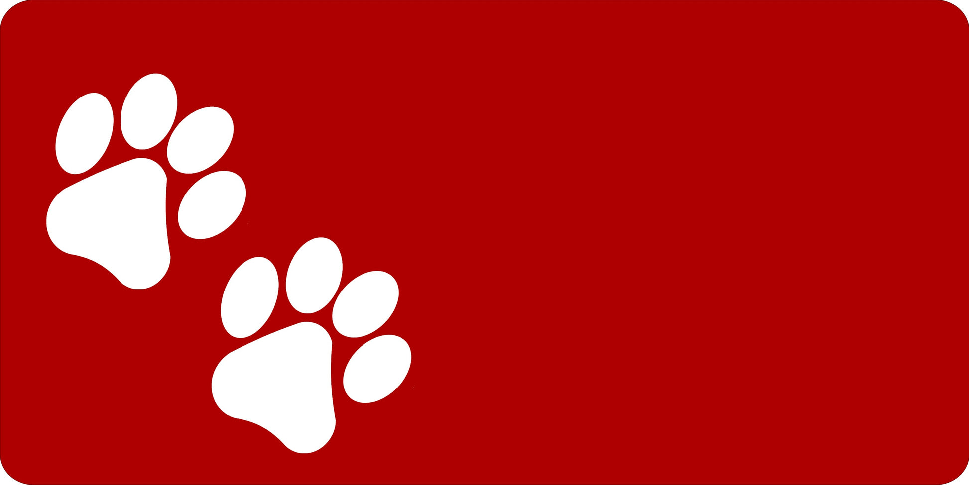 White Paw Prints Offset On Red License Plates