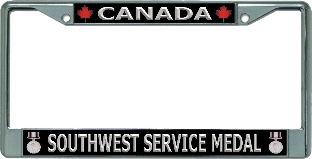 Canada Southwest Service Medal Chrome License Plate Frame