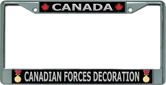 Canada Canadian Forces Decoration Chrome License Plate Frame