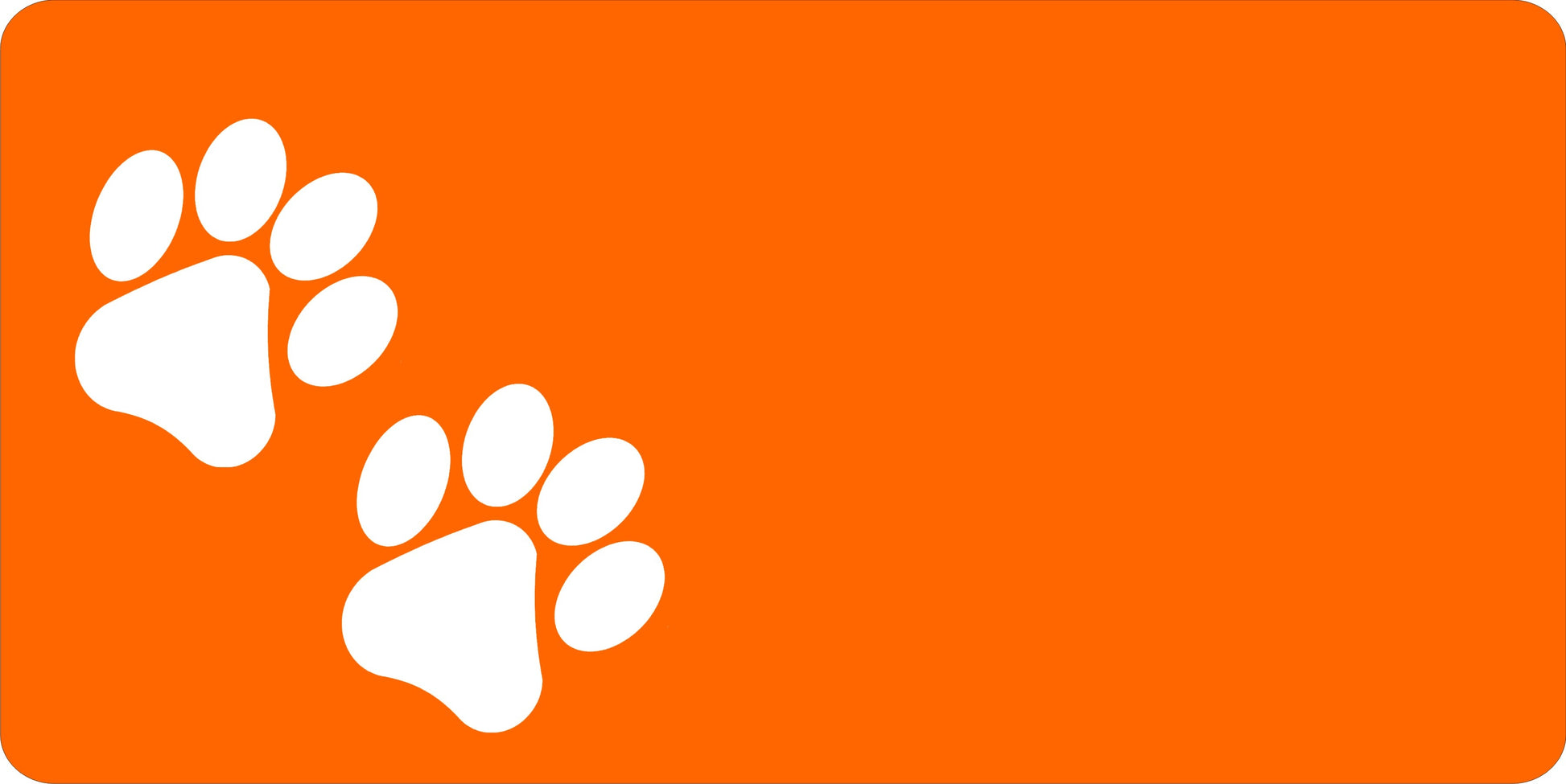 White Paw Prints Offset On Orange License Plate