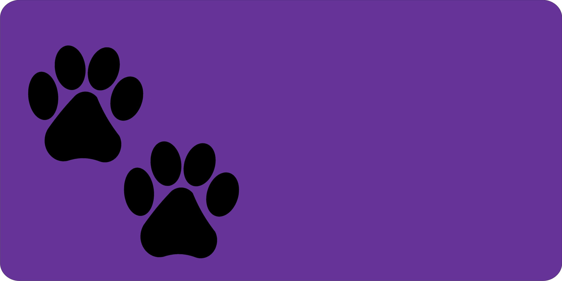 Black Paw Prints Offset On Purple License Plate