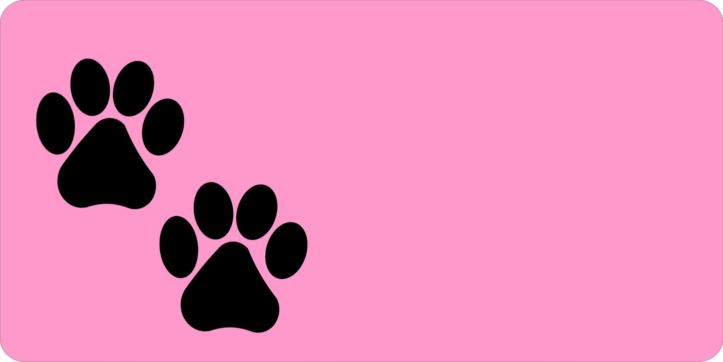 Black Paw Prints Offset On Pink License Plate