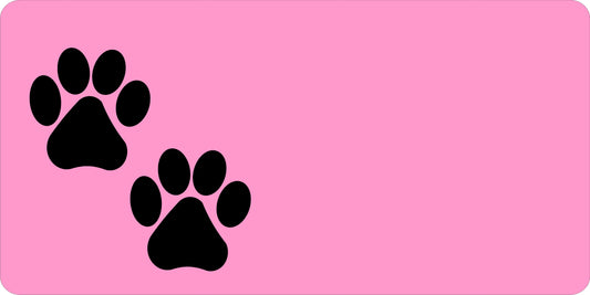 Black Paw Prints Offset On Pink License Plate