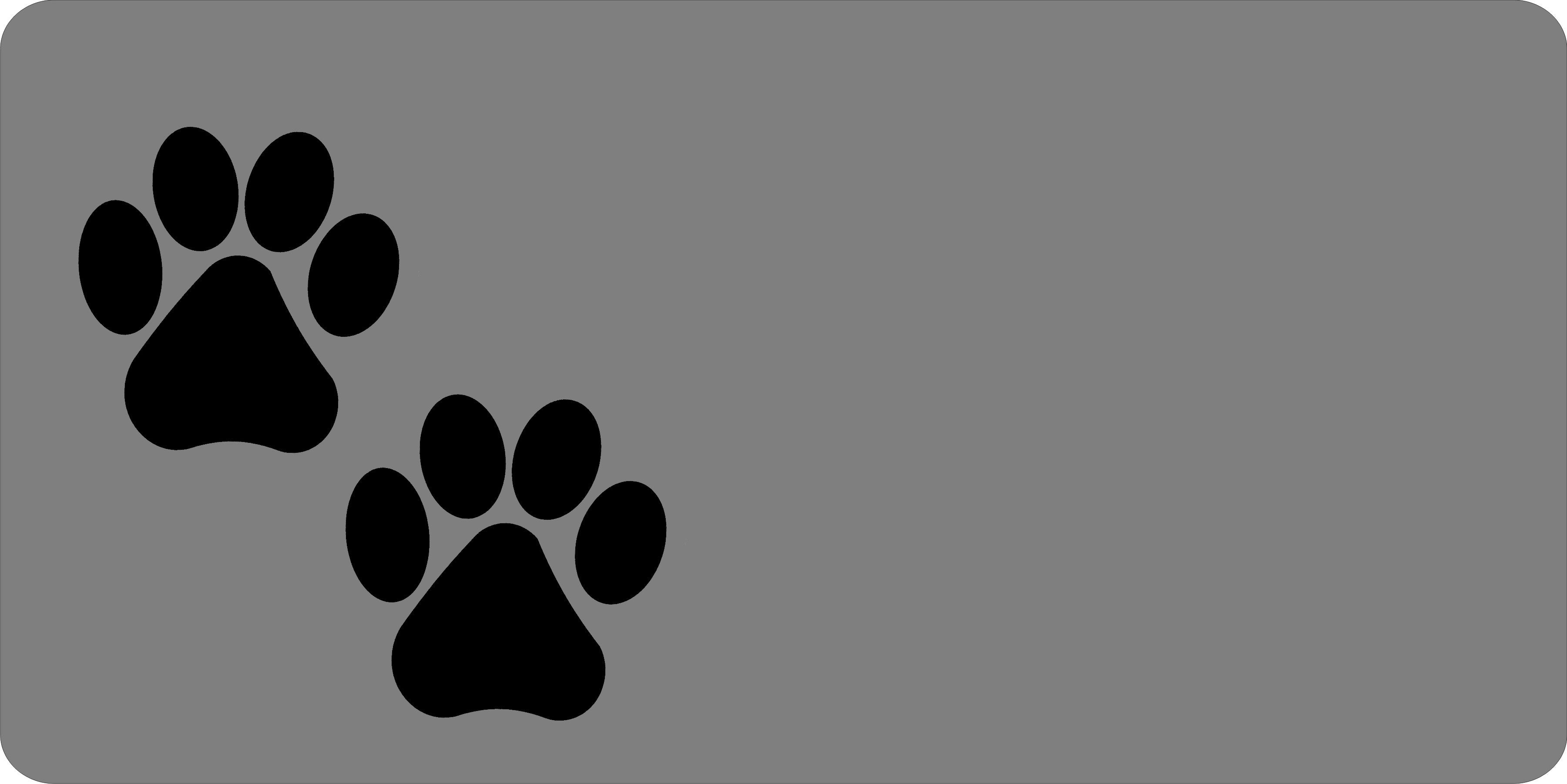Black Paw Prints Offset On Grey License Plate – Auto License Plates Frames