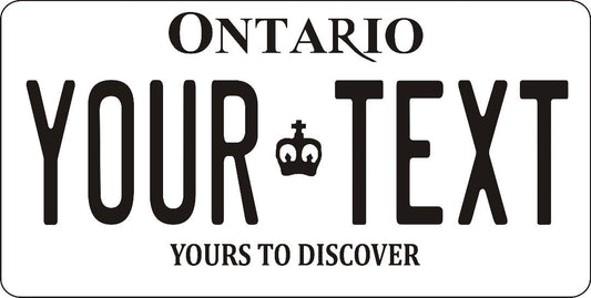 Ontario Canada Your Text Black Photo License Plate