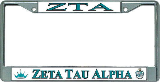 Zeta Tau Alpha Chrome License Plate Frame