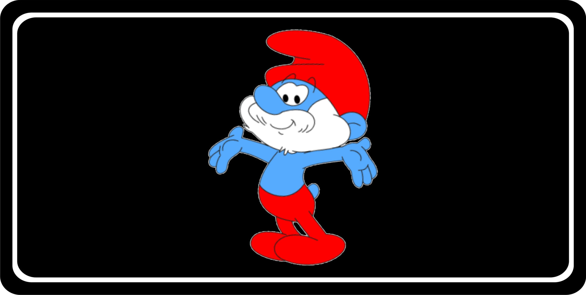 Papa Smurf On Black Photo License Plate