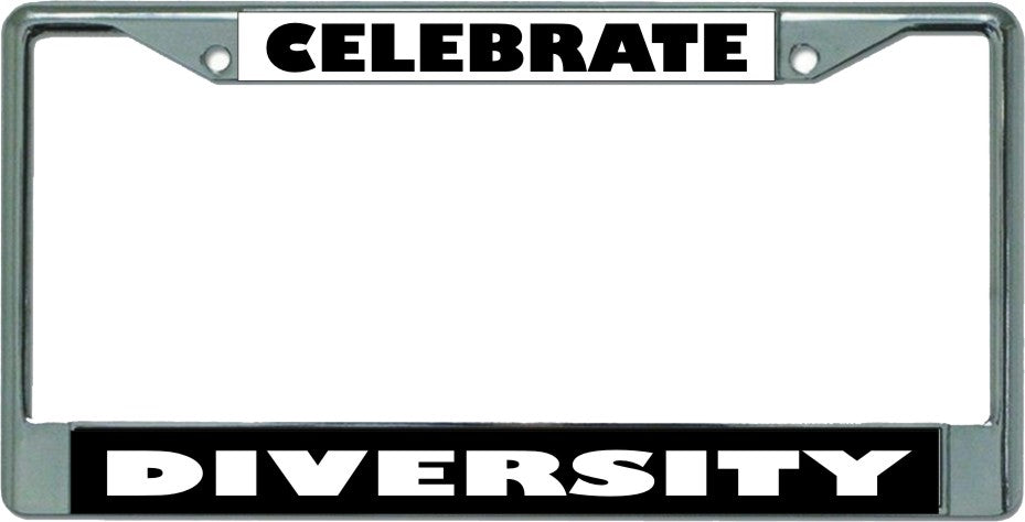 Celebrate Diversity Chrome License Plate Frame