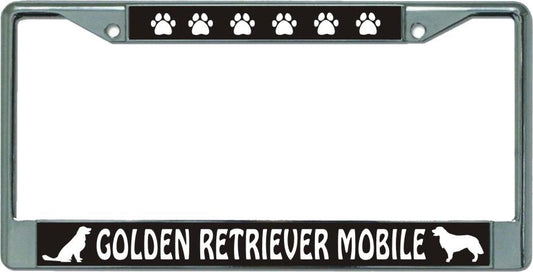 Golden Retriever Mobile Chrome License Plate Frame