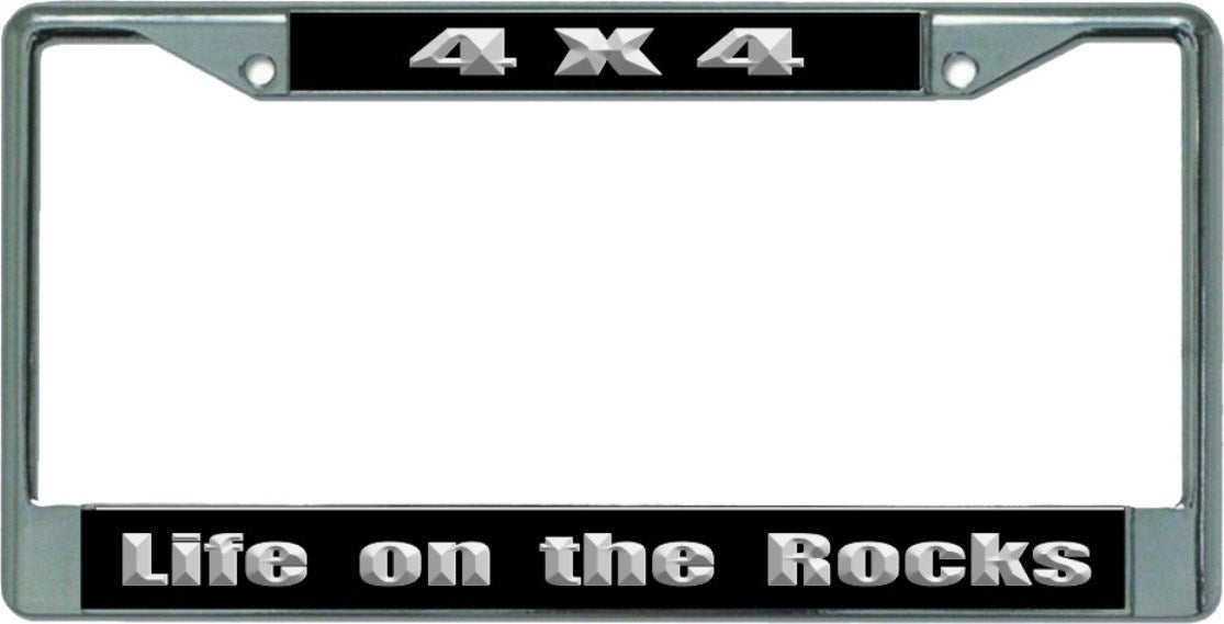 4X4 Life Rocks On Chrome License Plate Frame