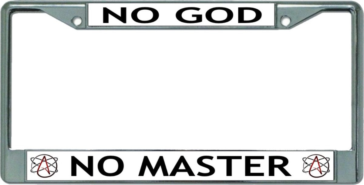 No God No Master Chrome License Plate Frame