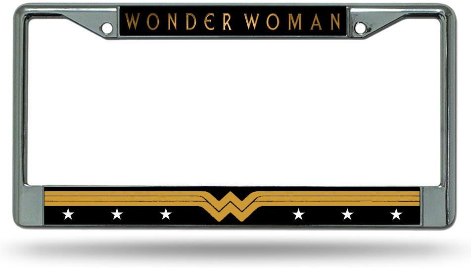 Wonder Woman On Black #2 Chrome License Plate Frame