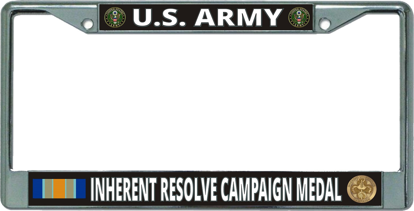 U.S. Army Inherent Resolve Campaign Chrome License Plate Frame