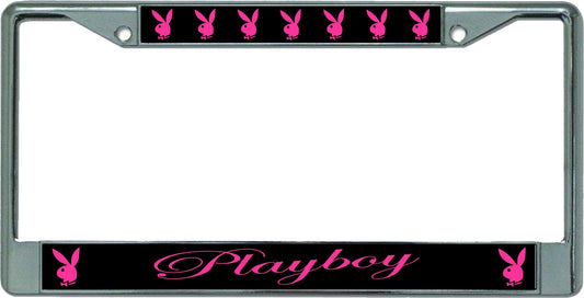 Playboy Script Chrome License Plate Frame