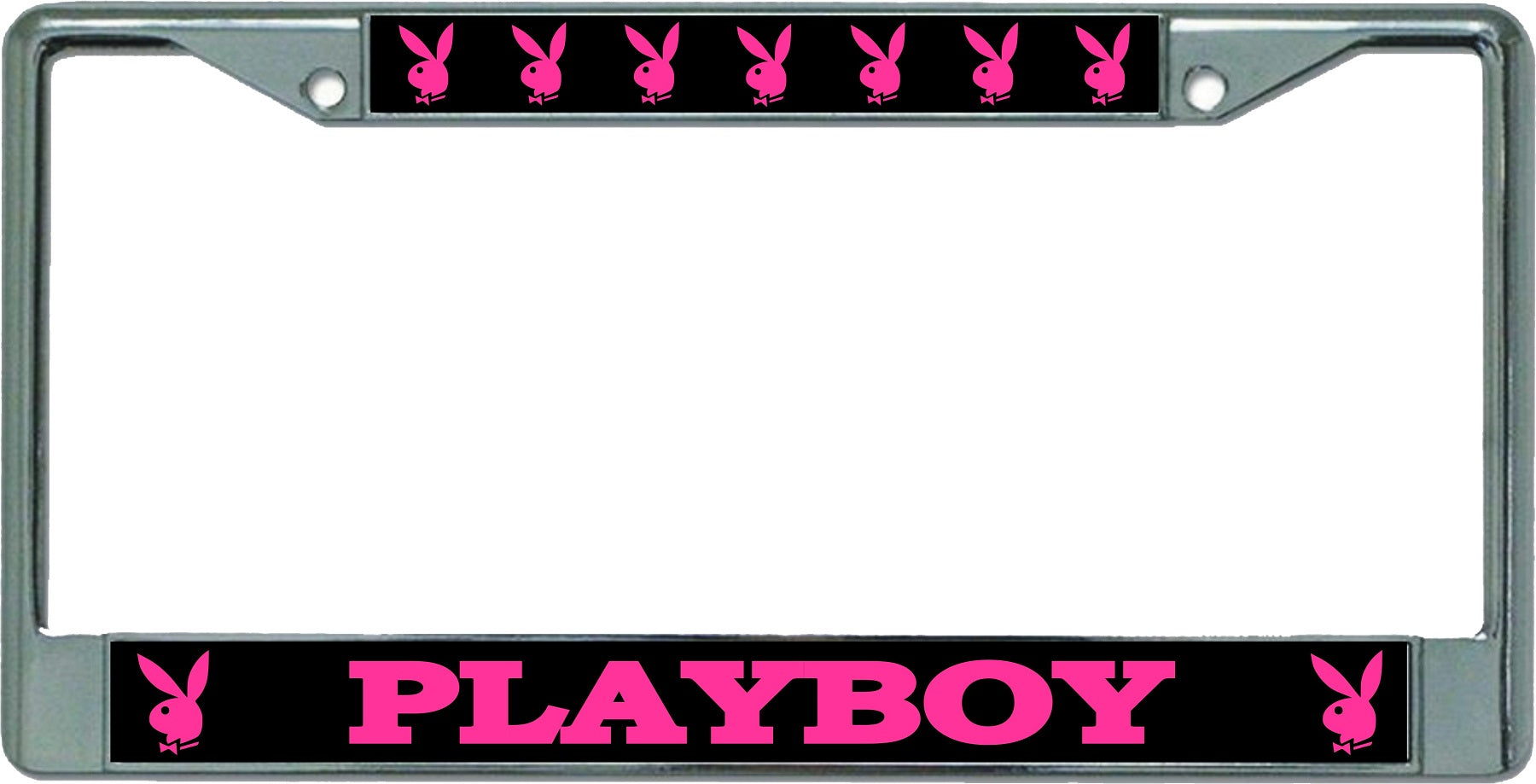 Playboy Chrome License Plate Frame