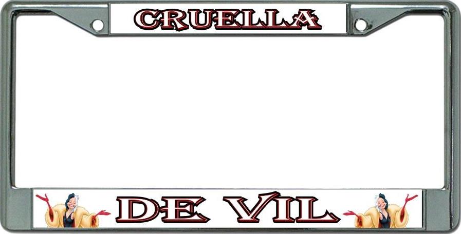 Cruella De Vil Chrome License Plate Frame