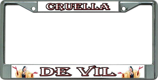 Cruella De Vil Chrome License Plate Frame