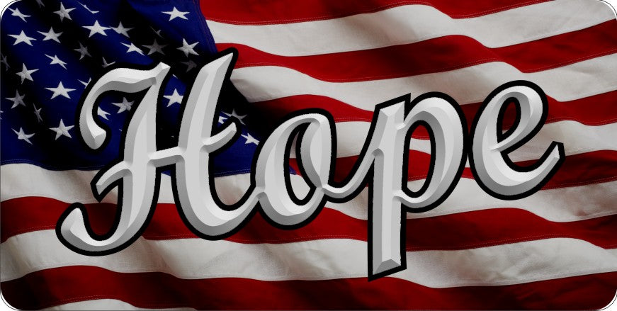 Hope On American Flag Photo License Plate