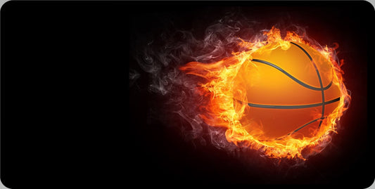 Basketball On Fire Offset Photo License Plate