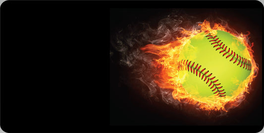 Softball On Fire Offset Photo License Plate