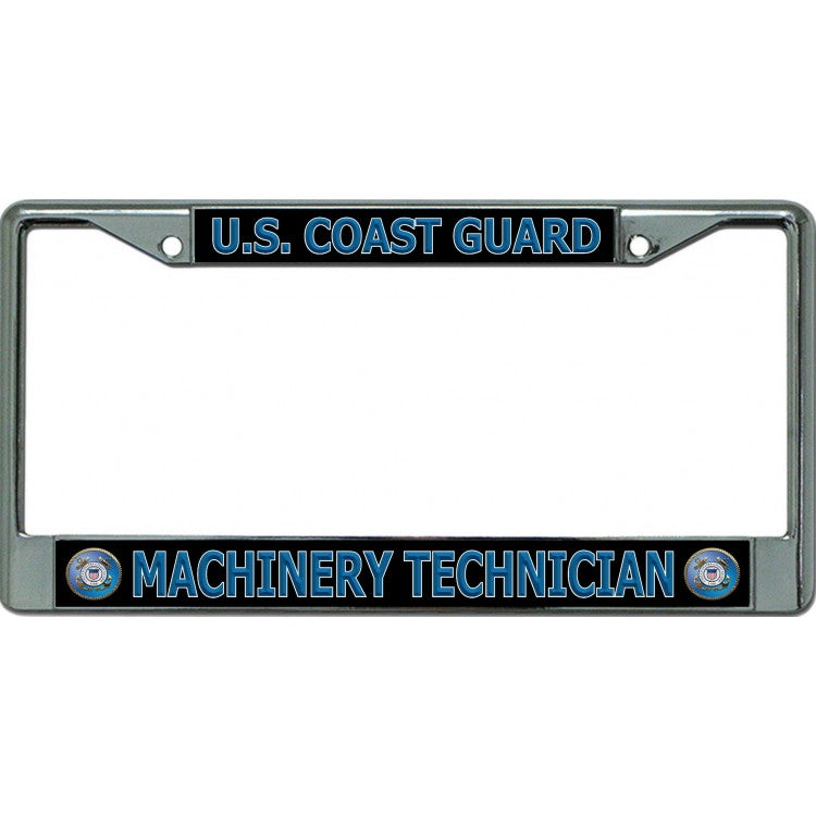 U.S. Coast Guard Machinery Technician Chrome License Plate Frame