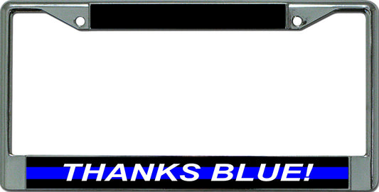 Thanks Blue Chrome License Plate Frame