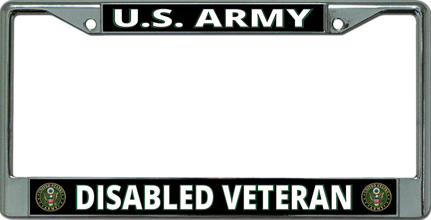 U.S. Army Disabled Veteran Chrome License Plate Frame