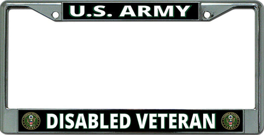 U.S. Army Disabled Veteran Chrome License Plate Frame