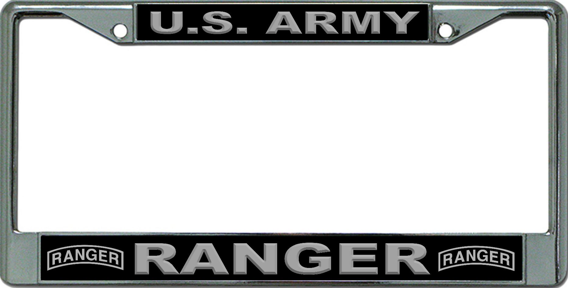 U.S. Army Ranger In Gray Chrome License Plate Frame