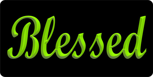 Blessed 3D Chartreuse Photo License Plate