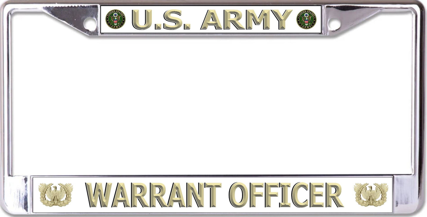 U.S. Army Warrant Officer #2 Chrome License Plate Frame