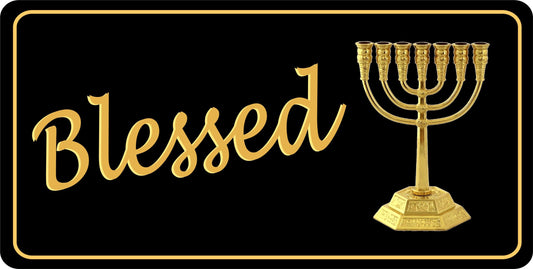 Menorah Blessed Photo License Plate