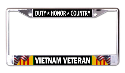 Vietnam Veteran Duty Honor Chrome License Plate Frame