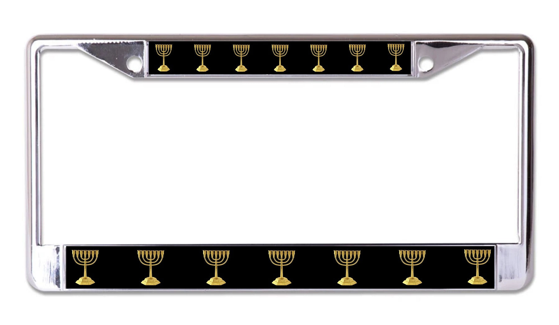 Menorah Chrome License Plate Frame