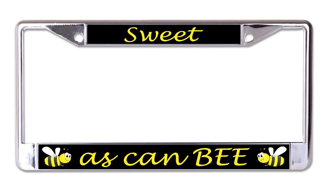 Sweet As Can Bee Chrome License Plate Frame – Auto License Plates Frames