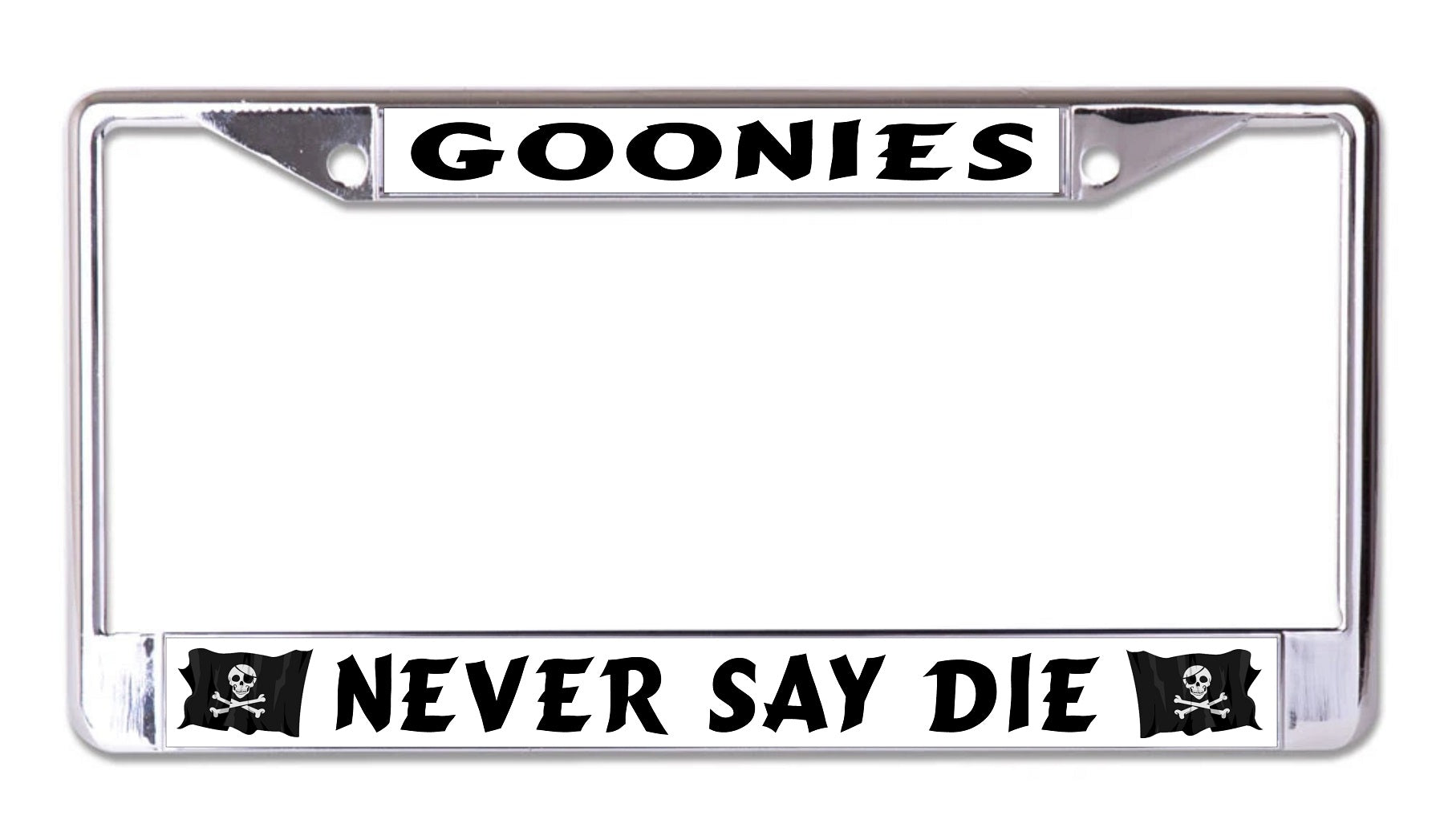 Goonies Never Say Die Chrome License Plate Frame