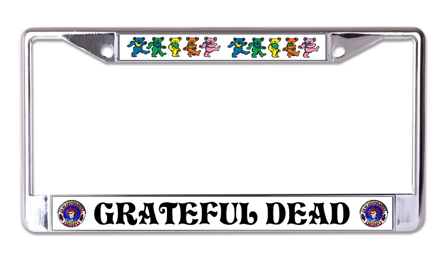 Grateful Dead Dancing Bears Chrome License Plate Frame