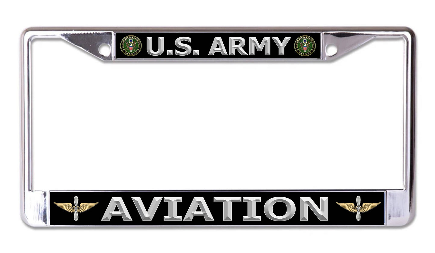 U.S. Army Aviation Chrome License Plate Frame